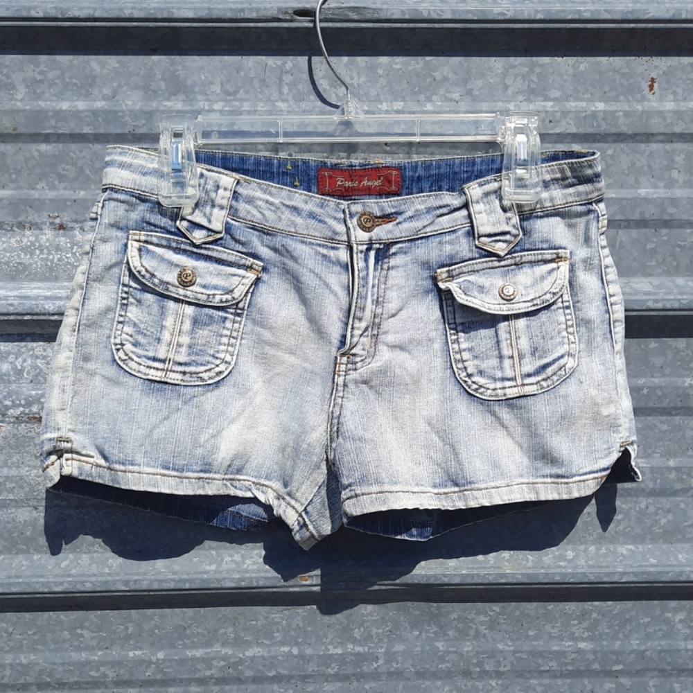 Paris Angel Pocketed Stone Washed Denim Shorts
